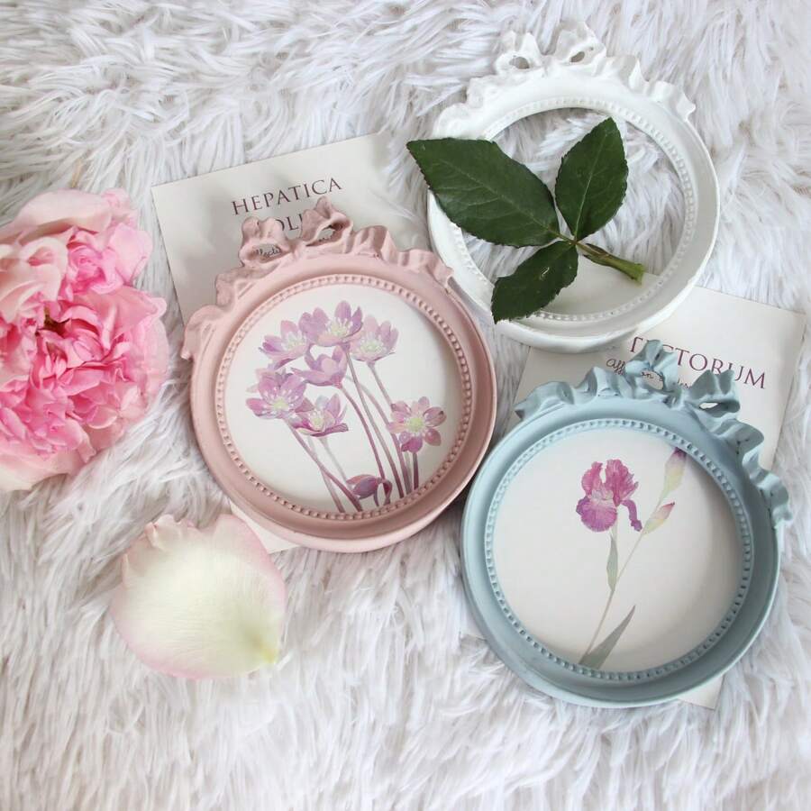 Resin Round Bow Decor Photo Frame, Home Decor, Photography Prop - Multicolor - View 1