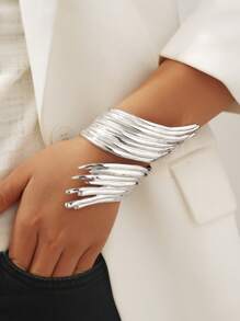 1 pieza Brazalete ancho y liso de oro con forma de ala de estilo vintage elegante para mujer, adecuado para uso diario, fiesta, festival, vacaciones románticas, citas, fotos callejeras, regalo para amigos, familiares, Día de la Madre