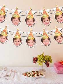 Bandera de foto para cumpleaños 1.º, 2.º, 3.º, 5.º, 10.º, 30.º, 40.º, 50.º, 60.º, 70.º, 80.º, bandera de foto personalizada, decoraciones de cumpleaños, bandera de foto, bandera de cara personalizada