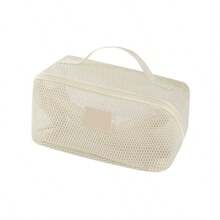 Bolsa de maquillaje de alta gama con diseño tipo Ins de gran capacidad y malla, organizador de artículos de tocador portátil y multifuncional para viajes