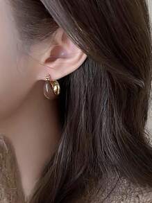 Juego de 3 pares de pendientes elegantes de resina ámbar retro incrustada, versátiles para uso diario, fiestas, bailes, otoño/invierno