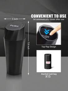 Bidone per rifiuti per auto con coperchio - Bidone per rifiuti per auto con 15 sacchetti per rifiuti - Bidone per rifiuti per auto mini a prova di perdite per auto piccole, SUV, camion - Conservazione e organizzazione per sedili anteriori e posteriori