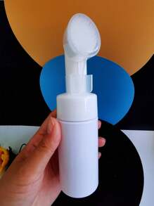 1 Peça Frasco de Espuma de 100/200ml, Frasco de Viagem, Frasco Dividido, Recipiente, Bomba, Massagem, Escovação, Cabeça de Escova de Silicone, Limpador Facial, Mousse, Cosméticos de Limpeza, PET, Plástico Macio Vazio