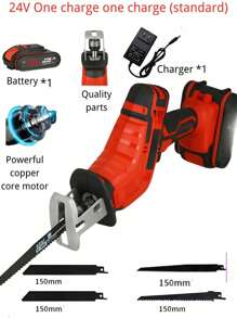 1 套大功率电池无绳往复锯，无刷电机变速锯 0-3500 SPM，无需工具更换刀片，4 个用于木材/金属切割的 Recpro 刀片。