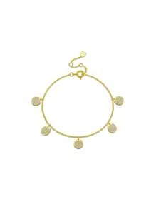 Office To Party Gold Chain Set | Mirror CZ Disc Pendant | Stackable Minimalist Jewelry - Gold - View 14