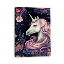 1 Piece Home Wall Decor Framed Canvas Unicorn Animals Pattern Canvas Wall Art Paintings For Living Room - Canvas Framed Print Wall Artworks Bedroom Decoration Office Wall Decor - Multicolor - View 1