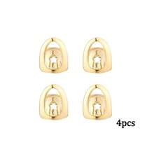 4pcs Stylish Copper Grillz Set - Hip Hop Inspired Fashion Jewelry, Golden-Toned Cut Out Design, Perfect For Both Men & Women, Ideal Gift - 彩色 - 查看 8