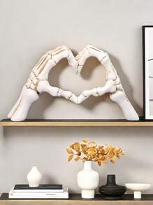 1 pièce Statuette de geste de la main pour bureau, ornements d'amour, statue de crâne de couple, décoration de mariage et de maison créative pour le bureau, figurines en forme de cœur pour étagère de salon, table de café, centre-pièce, convient pour la décoration de la maison, de la chambre, du bureau et des étudiants, le meilleur cadeau de Noël, cadeau de la Saint-Valentin en hiver