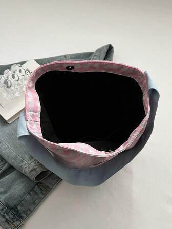 大容量女士斜挎包，撞色格纹帆布包，休闲简约单肩包，购物袋，可爱又出街，适合女性或学生的艺术风格书包和书包，非常适合书籍、购物、返校等