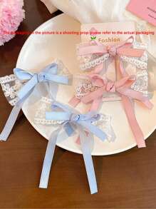 4 Stücke/2 Stücke Haarspangen mit Spitze-Schleifen, süße, niedliche Haarclips mit Schmetterling aus Spitze, Ballerinaart Mädchen Haarclips, vielseitige ästhetische Haarklammern, Haarklauenclips