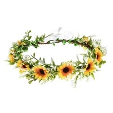 1 Stück verstellbarer Kranz aus synthetischen Blättern und Blumen, Eukalyptus Blumenkranz Haarband für Frauen, Blumenmädchen, Boho-Stil, Party, Fotoshooting, Feiertage, Hochzeit, St. Patrick's Day