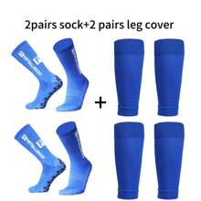 2 Pairs Anti-Slip Soccer Leg Warmers & 2 Pairs Outdoor Training Calf Leg Warmers, Sports Leg Warmers Set For Adults Men And Women - Multicolor - View 4