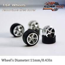 Kicarmod Llantas de goma KicarMod 1/64, neumáticos delanteros pequeños y traseros grandes, D: 11mm*13mm, radios de estrella de cinco puntas, neumáticos para piezas modificadas de coche de juguete de deportivo o muscle car, adecuado para entusiastas del modelismo con cierta habilidad manual