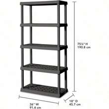 Heavy-Duty 5-Shelf Plastic Storage Unit – Easy Assembly, Perfect For Garages, Basements, Attics, Or Mudrooms – 1-Pack, Gray-XM-2912 - Gray - View 3