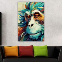1 Piece Home Wall Decor Framed Canvas Monkey Pattern Canvas Wall Art Paintings For Living Room - Canvas Framed Print Wall Artworks Bedroom Decoration Office Wall Decor - Multicolor - View 5