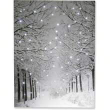 1 Pc Canvas Painting, Snow Winter, Lights, Trails , Wooden Framed Art,High Quality ,Ickness 2.25cm/1inch  Wall Art Prints Poster Direct Hanging Decor For Home Gifts,Living Room, Bathroom, Bedroom, Kitchen,Bar,Office