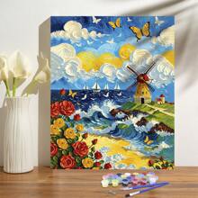 [Vibrant Flowers DIY Painting Kit] 16x20 Inch Vibrant Flowers Design DIY Digital Painting Kit (Adults) - Oil Painting Acrylic Painting Kit, Pre-Printed, With Wooden Frame Art Gift For Home Wall Decoration And Relaxation School Supplies,Back To School