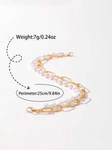 1pc Women's Fashionable Faux Pearl Hat Chain, Elegant Faux Pearl Hat Jewelry Accessory - Multicolor - View 7