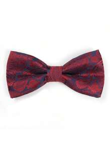 1pc Formal Suit Business Patterned Bow Tie, Groom Wedding Groomsmen Double Layer Solid Color Bowknot, Versatile For Daily Business Events, Polyester, Suitable For Spring, Summer, Autumn, Winter