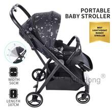 Foldable Baby Stroller Convertible Reversible Pushchair Travel For Airplane UK - Black - View 3