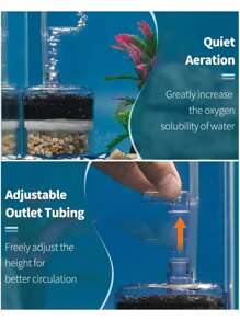 1 件装塑料水族箱鱼缸过滤器空气虹吸清洁器，静音空气驱动增氧机，适用于鱼缸和水族箱