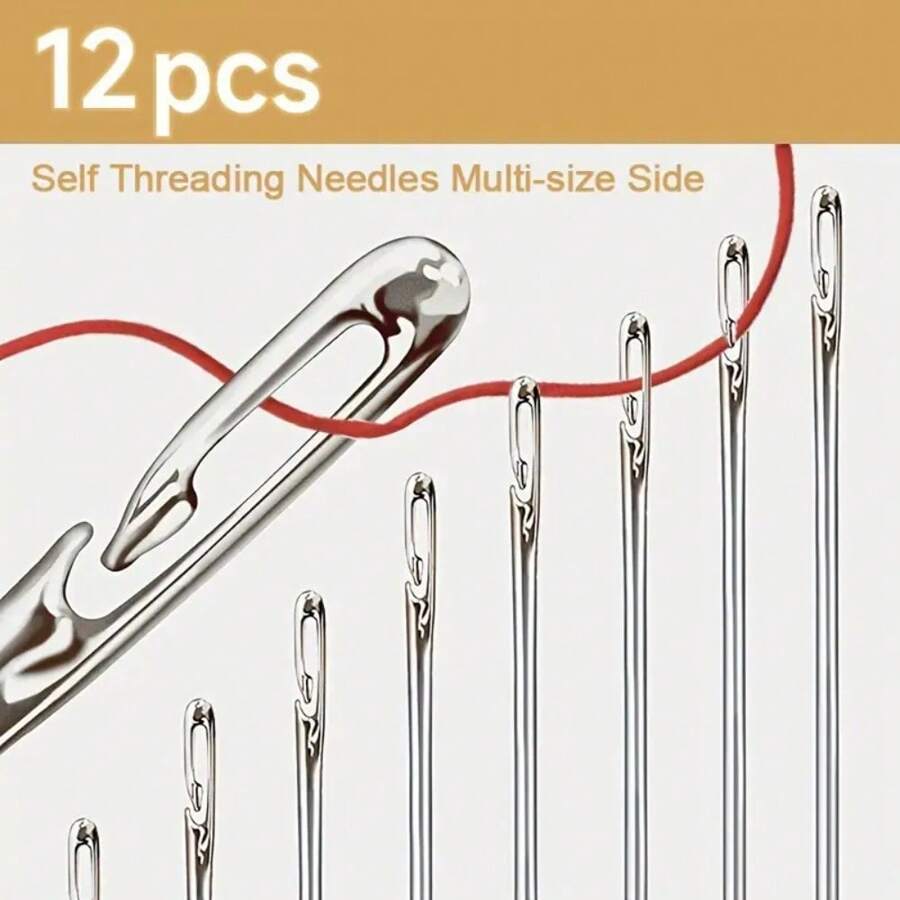 12 Piece Luxury Sewing Kit With Portable Storage Box - Including High-Quality Needles, Threads, Threaders, Safety Pins, Buttons, Tape Measures, Scissors - Suitable For Hand Sewing, Patchwork, Patching, And Handmade Crafts