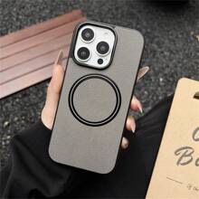 Magnetic 1pc Minimalist Pink Litchi Texture Phone Case Compatible With IPhone 11 12 13 14 15 Plus 16 Pro Max S22 S23 S24 S25 Ultra, Anti-Drop Protective Cover