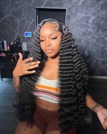 Perruques Lace Front Wigs Deep Wave en cheveux humains 13x4, perruques Lace Front Wigs transparentes en cheveux humains pré-épilés, densité 180 %, perruque Lace Front Wig Deep Wave en cheveux humains avec cheveux de bébé, ligne de cheveux naturelle