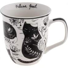 Taza Boho de Gato en Blanco y Negro de 16oz de Karma Gifts, Linda Taza de Café y Té, Taza de Café de Cerámica para Hombres y Mujeres - Gato - Ver 6