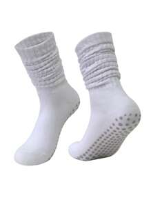 1 para damskich jednolitych kolorów uniwersalnych skarpet sportowych z silikonowym antypoślizgowym uchwytem, skarpetki do jogi, codzienne skarpetki rurki, na co dzień i do ćwiczeń