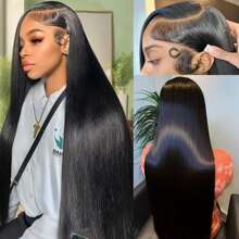 bling hair Straight Lace Front Wig Human Hair Pre Plucked Brazilian Human Hair Transparent 13x4 13x6 Lace Front Wig Human Hair 180% Density Human Hair Wigs For Women Bleached Knots Natural Hairline With Baby Hair Straight Lace Front Wig Natural Color - Natural Black - Xem 10