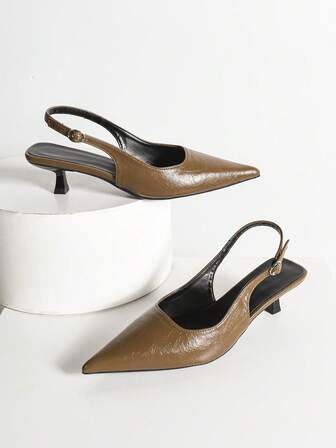 Fall/Winter 2025 Women's Black High Heel Pumps, 4cm Kitten Heel Shoes, Party High Heels, Formal Shoes, Slip-On Backless High Heels, Stiletto Heel Party High Heels, Pointed Toe High Heels, Elegant