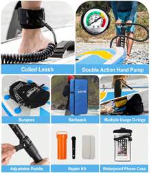 Inflatable Stand Up Paddle Board, Ultra-Light Board With Carry Backpack, Leash, Adjustable Paddle, Repair Kit, Hand Pump & Waterproof Phone Case For Adults (305 * 76 * 15cm)