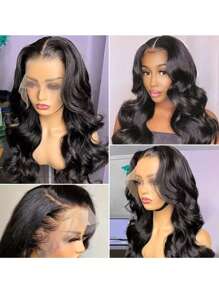 Body Wave Bob en lang haar, zwarte natuurlijke kleur, 13X4 front lace pruik met babyhaar rondom, voorgepermanente haarlijn, geschikt voor verschillende rassen, dagelijks gebruik op feestjes, transparant kant zonder lijm, 8-36 inch