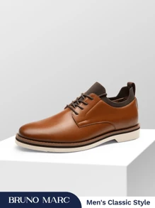 Men's Lace-Up Light Comfortable Fashion Classic Oxfords Derby Shoes Design With A Sporty Outsole - màu nâu - Xem 4