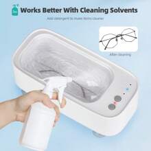 Portable Jewelry Cleaner - 3 Modes, 45KHz, For Glasses/Rings/Earrings/Watch Straps - White - View 6
