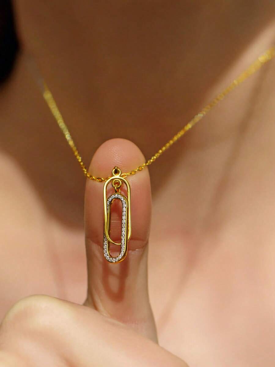 925 Sterling Silver Double Circle Gold Pendant Necklace, Gift For Lover, Best Friend, Birthday, Suitable For Date, Party And Daily Wear, Women High-End Jewelry