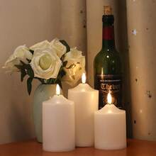 1 Unidade/3 Pacotes Luzes de Vela LED 3D Cintilantes Decoração de Casa de Natal Velas LED de Luz Quente Cilíndricas de Plástico (Sem Bateria) Adequadas para Decorações de Casamento e Festa de Aniversário, Iluminação Decorativa Interna/Externa de Ação de Graças, Lembrancinhas de Casamento, Presentes para Convidados