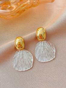 5pcs/Set Elegant Minimalist Retro Round Faux Pearl Zirconia Shell Drop Oil Heart French Style Versatile Luxury Feeling Earrings Suit, Suitable For Women's Daily And Festival Wear - Set D - View 2