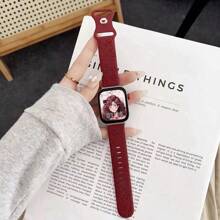 1pc Women Rose Flower Pattern Silicone Smart Watch Band, Compatible With Huawei Watch Fit/Fit2/Fit3, Convenient To Use, Adjustable Length, Suitable For Female Smart Watch/Band Replacement