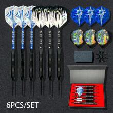 Darts Metal Tip Set,6 Packs 23 Gram Nonslip Iron Barrel, Darts Steel Tip Set Professional,With 6 PVC Dart Shafts, Dart Sharpener, Dart Wrench,Gift Box - Multicolor - View 2