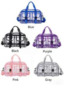 Large Capacity PVC Travel Bag, Transparent Jelly Waterproof Shoulder Beach Lightweight Tote Handbag For Sports & Swimming - Multicolor - View 6