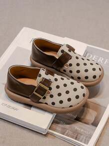 1 Pair Children Polka Dot Patchwork Flat Shoes, Fashionable & Minimalist, Suitable For Spring/Summer