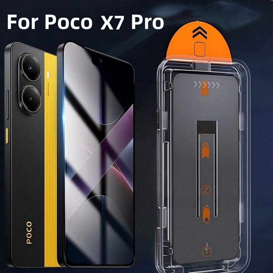 适用于 Poco X7 Pro 的隐私钢化玻璃 6.67 英寸全覆盖屏幕保护膜适用于 POCO X7Pro 一键轻松安装 - 防窺秒貼強化膜 - 查看 1