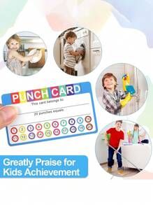 Set de 50 tarjetas de motivación con perforador, tarjetas de recompensa por disciplina y comportamiento, adecuadas para el aula, estudiantes, hogar, con diversos diseños de tarjetas de ánimo lindas