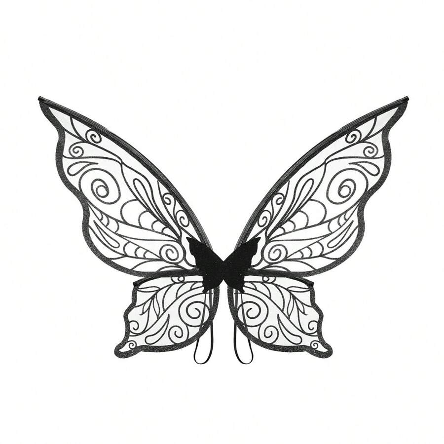 Butterfly Fairy Wing Lightweight Elegant Angel Elf Wings Cosplay Costumes Props For Women Girls Party Accessories - 黑色 - 查看 1
