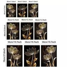 3pcs Modern Golden Flower Plant Decorative Painting, Abstract Flower Canvas Posters, Floral Botanical Wall Art Poster Prints, Luxury Style Minimalist Wall Picture, For Living Room Bedroom Home Decoration, Frameless Gifts Birthday Graduation