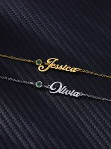 Custom Birthstone Name Anklet, Personalized Name Ankle Bracelet With Birthstone, Summer Beach Leg Chain Stainless Steel Customized Jewery For Women, Perfect Gifts For Birthday, Wedding, Anniversary, Vacation, Party