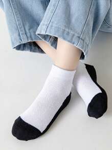5 Pairs Of Spring And Summer Ankle Socks, Mesh Socks, Short Socks, Sports Socks, Student Socks, Casual, Color Blocking Design For Boys And Girls Aged 1-16