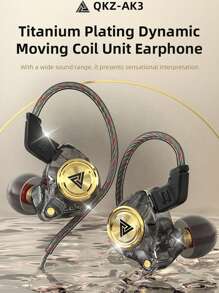QKZ AK3 File Macaron 3.5mm AUX Wired Headphones 3D Stereo Heavy Bass In-Ear Earbuds With HD Mic Noise Reduction For Gaming Sport Music Live Video Call